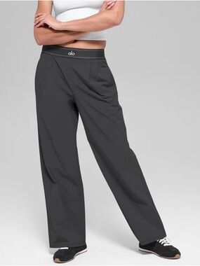 ALO Yoga Dark Gray Wide Leg Suit-Up Trouser